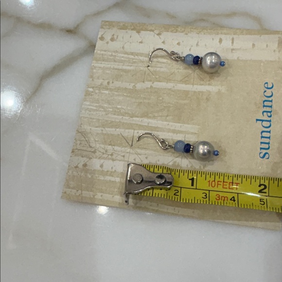 Sundance Catalog Pale gray Pearl, Lapis & Chalcedony Sterling 925 Earrings-New - Picture 4 of 5